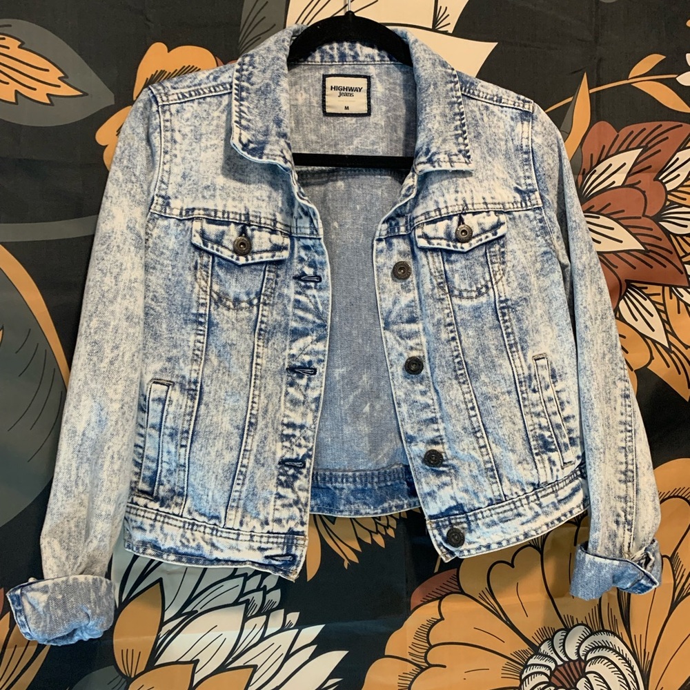 Highway Jeans Acid Washed Crop Jean Jacket